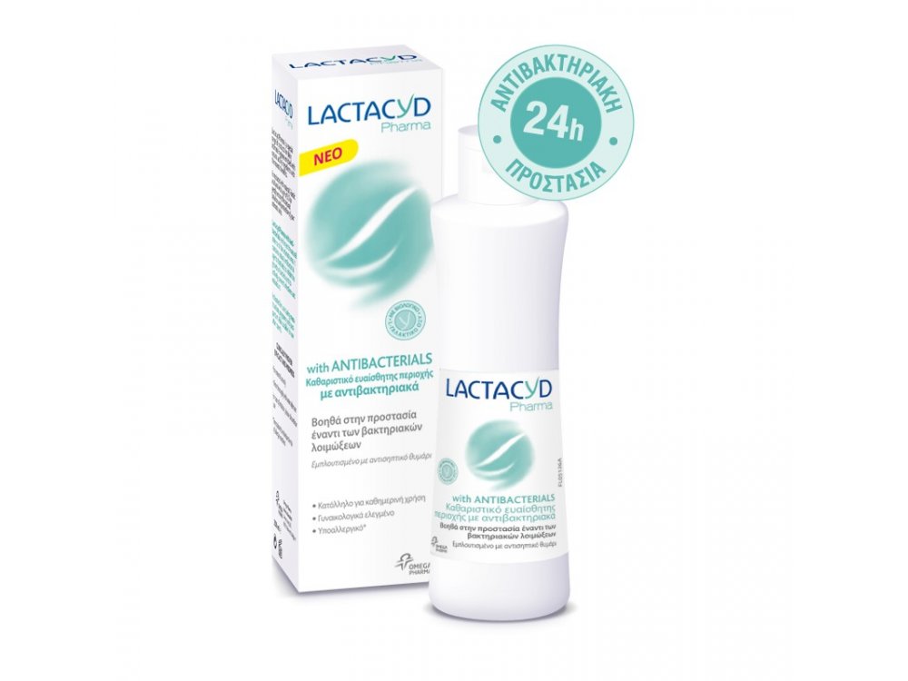 Lactacyd Pharma Antibacterials Καθαριστικό Ευαίσθητης Περιοχής με Φυσικούς Αντιβακτηριακούς Παράγοντες, 250ml