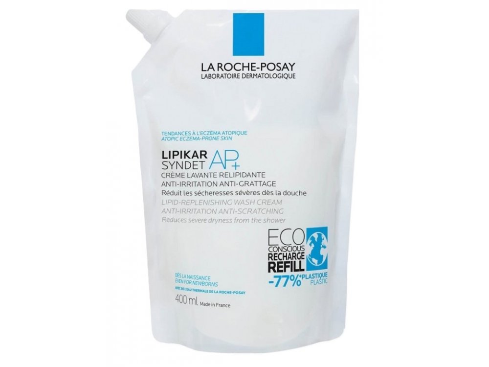 La Roche-Posay Lipikar Syndet AP+ Refill,  Kρεμώδες Kαθαριστικό Xωρίς Άρωμα, Για Το Δέρμα Με Τάση Ατοπικού Εκζέματος 400ml