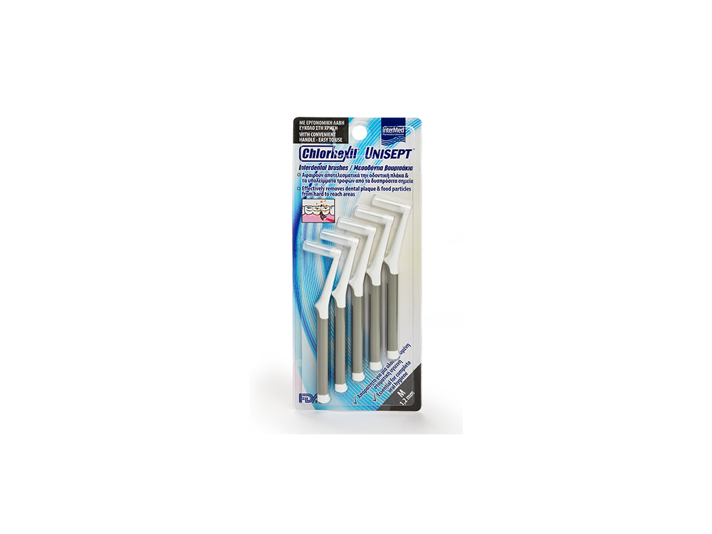 InterMed Chlorhexil Interdental Brushes M 1,2mm, Μεσοδόντια Βουρτσάκια Γκρί, 5τμχ