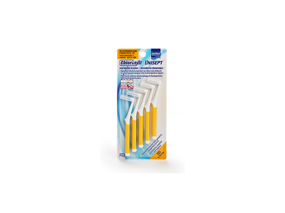 InterMed Chlorhexil Interdental Brushes SSS 0,7mm, Μεσοδόντια Βουρτσάκια Κίτρινα, 5τμχ