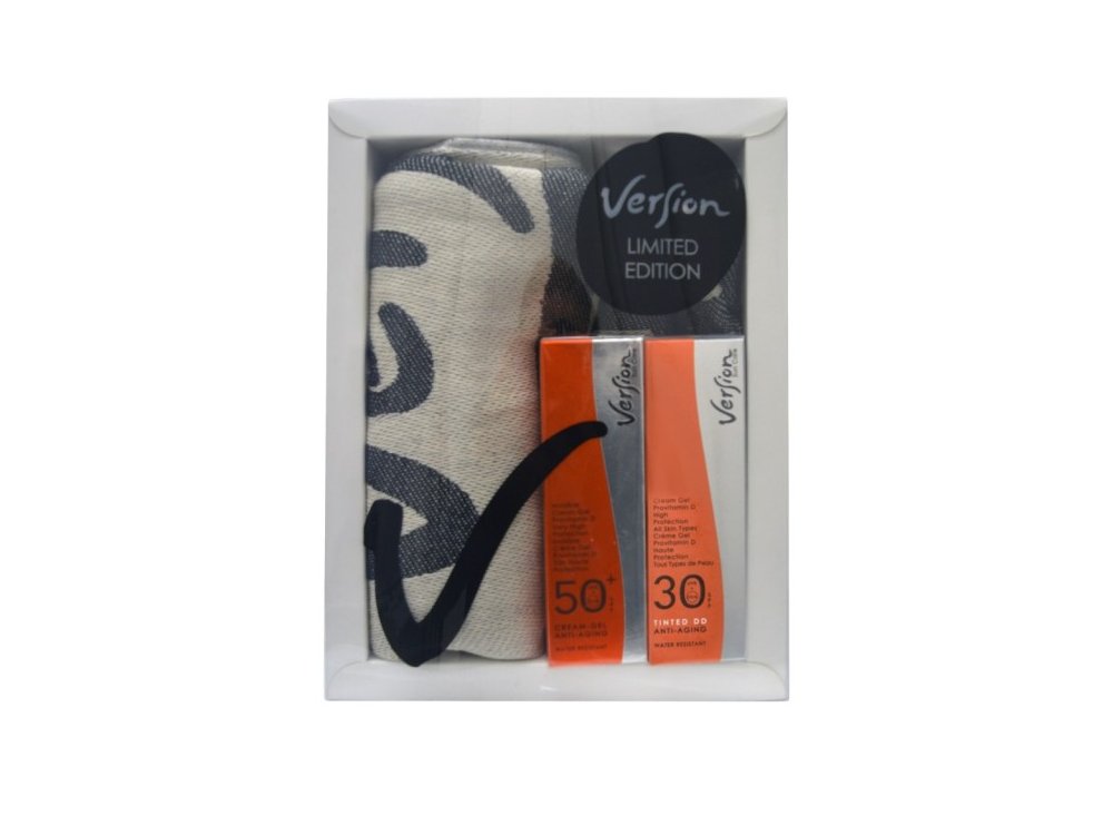 Version SET Αντηλιακής Φροντίδας Tinted DD Cream Gel SPF30, 50ml & Anti-Age Cream Gel Face SPF50+, 50 ml+ΔΩΡΟ Πετσέτα Θαλλάσης