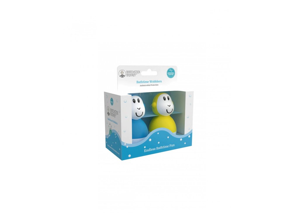 Matchstick Monkey Bathtime Wobblers Cool, Παιχνίδι Μπάνιου Blue-Yellow, 2τμχ