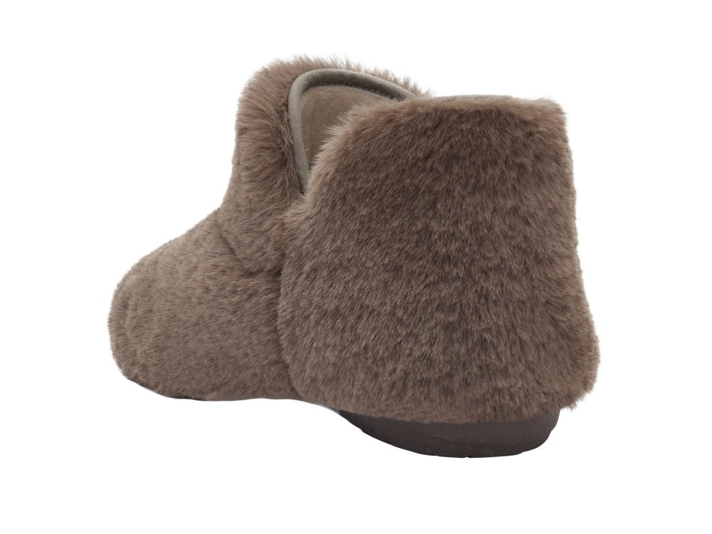 Scholl Molly Bootie Brown Γυναικείες Καφέ Παντόφλες Με Συνθετική Γούνα, No38
