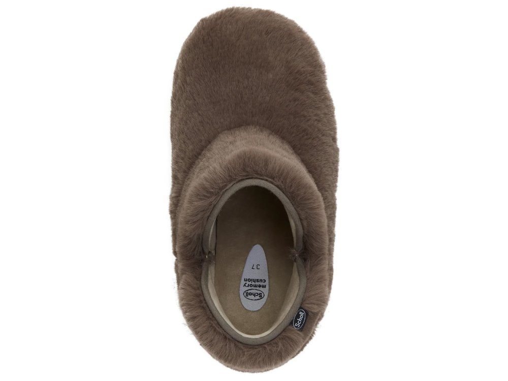 Scholl Molly Bootie Brown Γυναικείες Καφέ Παντόφλες Με Συνθετική Γούνα, No38