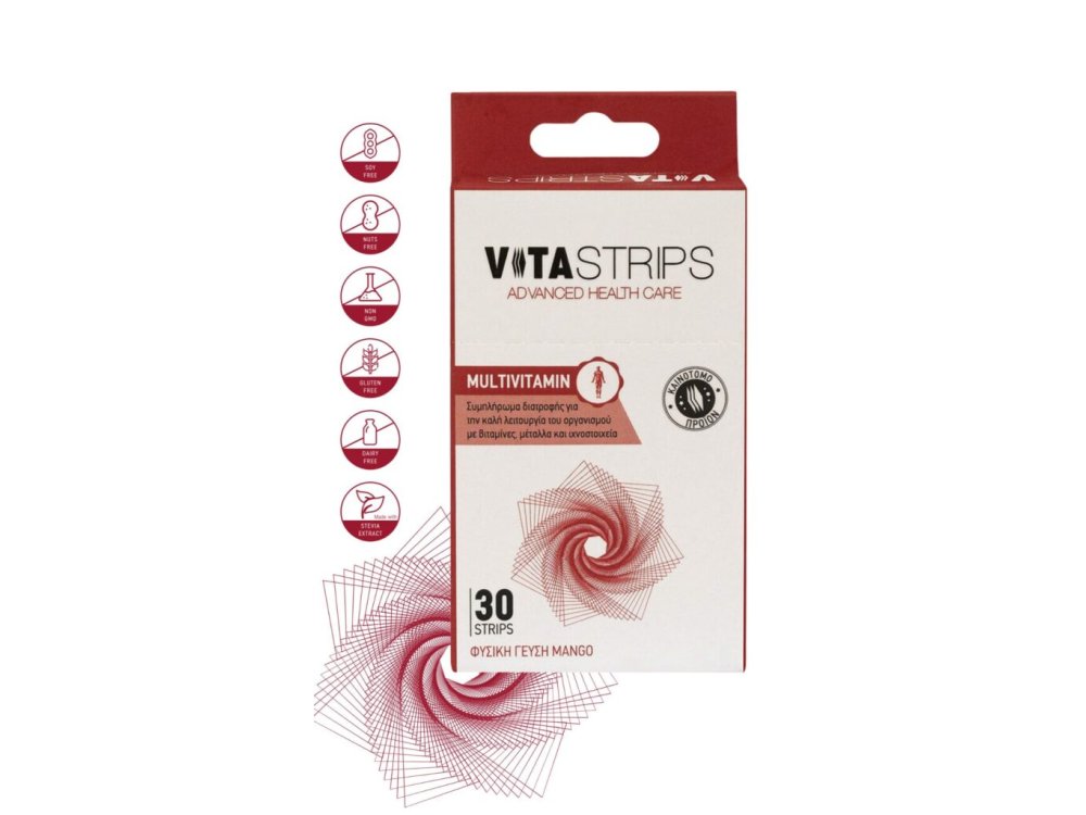 Vitastrips Multivitamin, Συμπλήρωμα διατροφής για Kαλή λειτουργία του Οργανισμού, 30strips