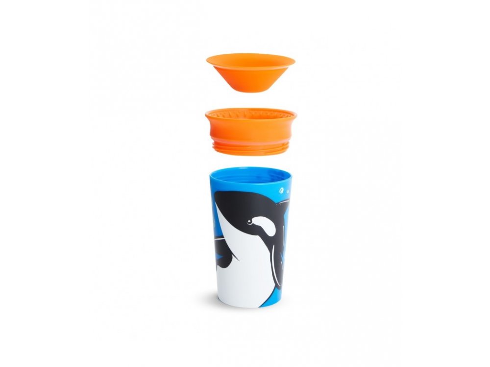 Munchkin Miracle 360° Sippy Cup 12m+ Orca, Εκπαιδευτικό Κύπελλο-Ποτήρι με καπάκι, 266ml