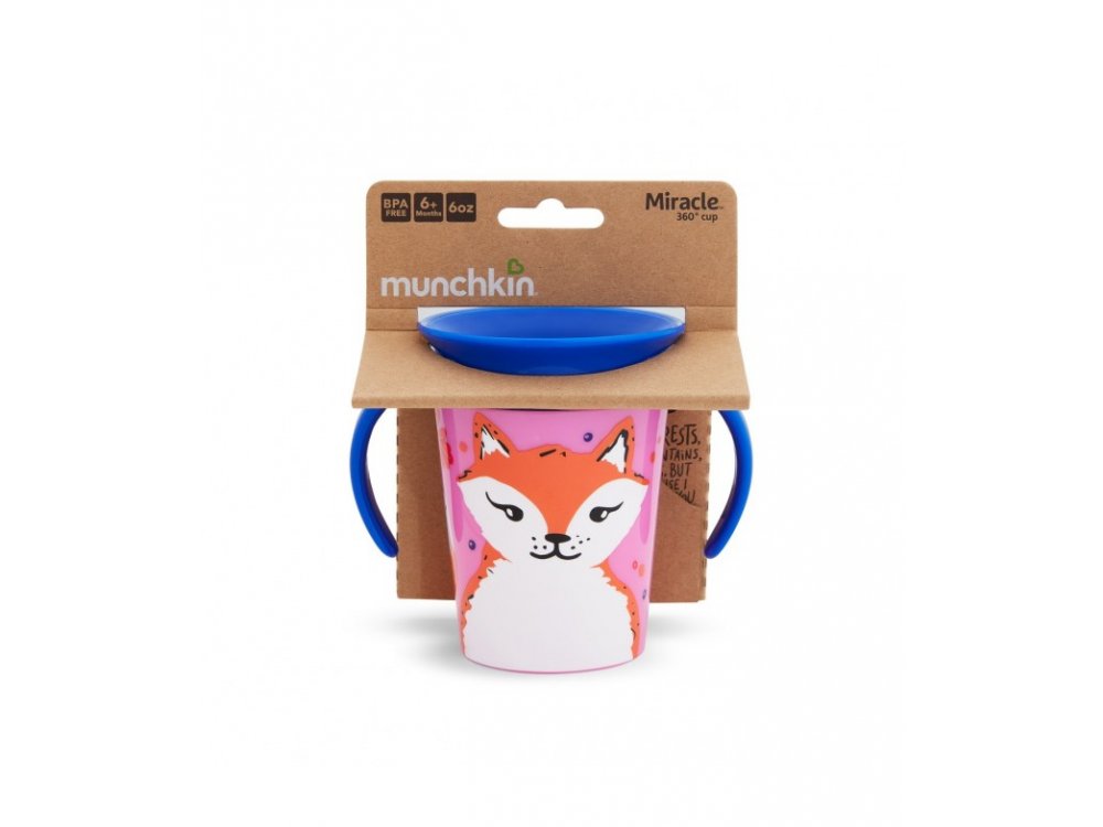 Munchkin Miracle 360° Sippy Cup 6m+ Fox, Εκπαιδευτικό Κύπελλο-Ποτήρι με καπάκι, 177ml