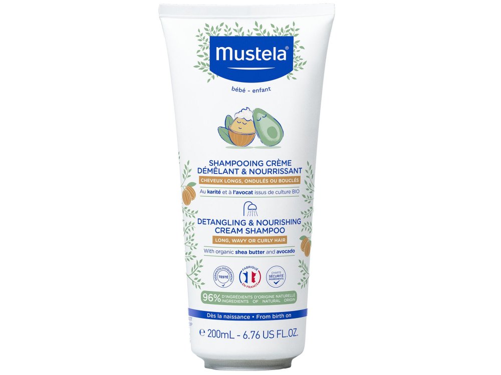 Mustela Detangling & Nourishing Cream Shampoo Παιδικό Κρεμώδες Σαμπουάν για Μακριά, Κυματιστά ή Σγουρά Μαλλιά, 200ml