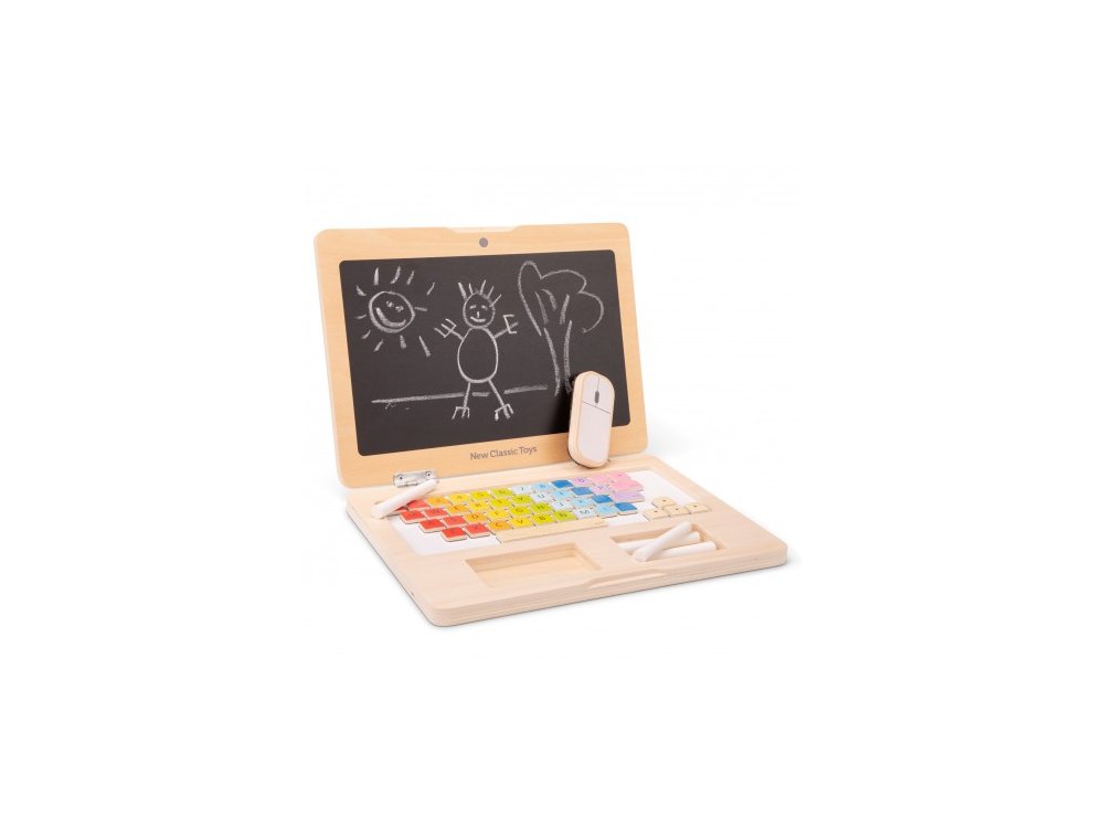 New Classic Toys Educational My First Laptop, Ξύλινος Φορητός Υπολογιστής 36m+, 1τμχ