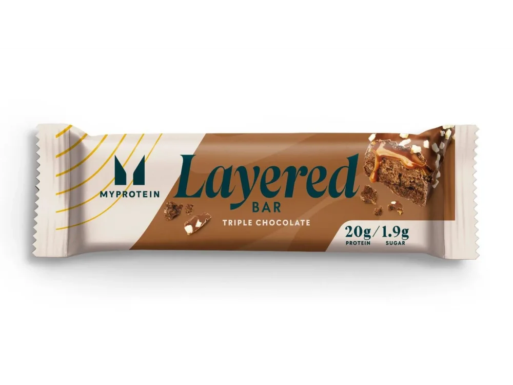 MyProtein Layered Treat Without The Cheat Triple Chocolate Fudge Πρωτεϊνική Μπάρα με Γεύση Τριπλή Σοκολάτα Fudge, 60gr