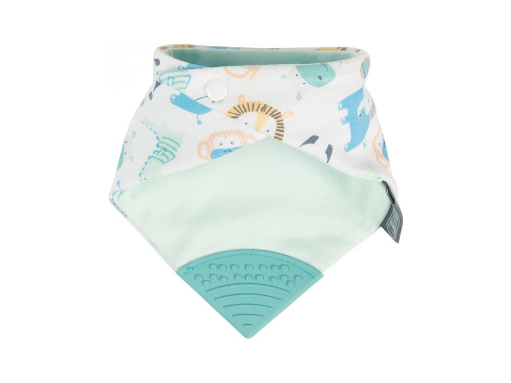 Cheeky Chompers Essentials Neckerchew Animals, Σαλιάρα-Μπαντάνα με ενσωματωμένο μασητικό οδοντοφυΐας, 1τμχ