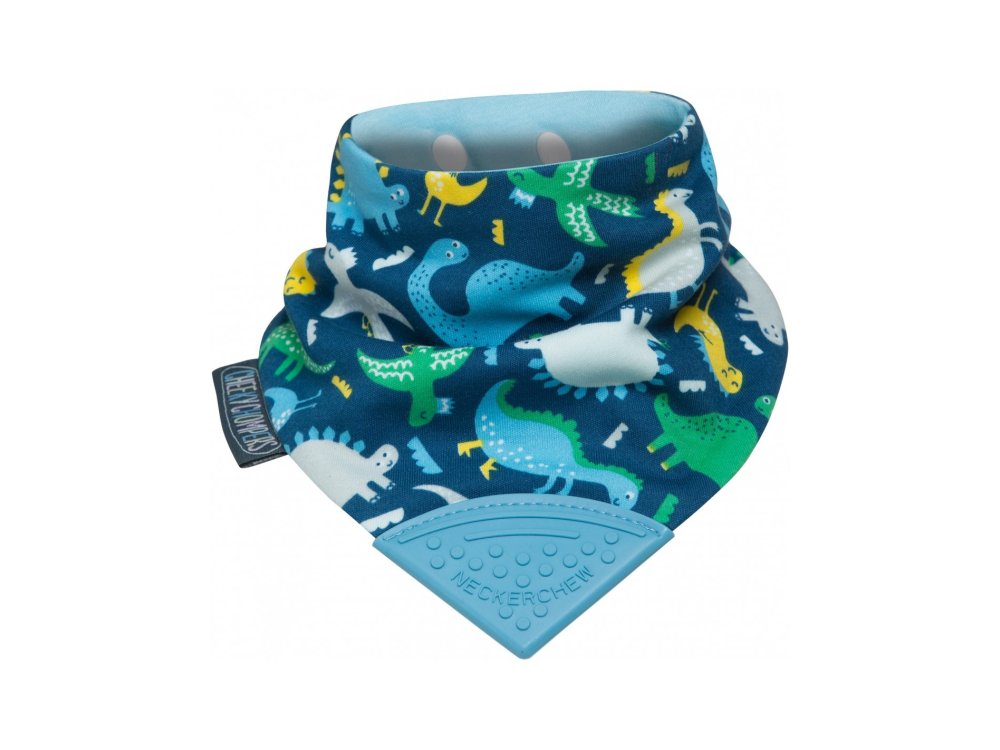 Cheeky Chompers Essentials Neckerchew Dino, Σαλιάρα-Μπαντάνα με ενσωματωμένο μασητικό οδοντοφυΐας, 1τμχ