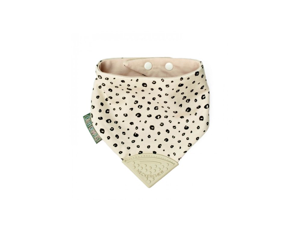 Cheeky Chompers Essentials Neckerchew Leopard, Σαλιάρα-Μπαντάνα με ενσωματωμένο μασητικό οδοντοφυΐας, 1τμχ