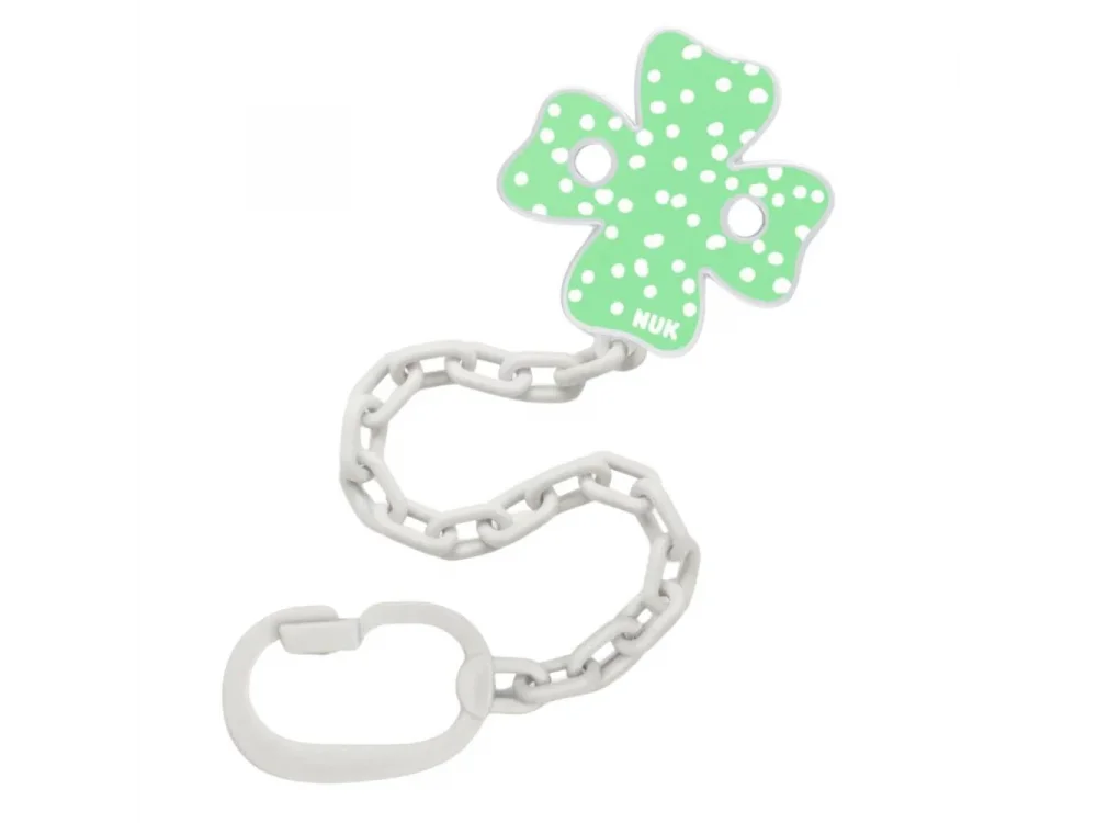 Nuk, Αλυσίδα Πιπίλας με Κρίκο Πράσινο Τριφύλλι, 1τμχ