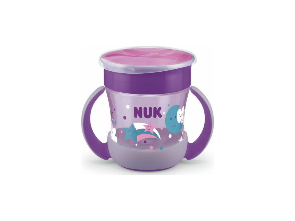 Nuk Mini Magic Cup Night, Ποτηράκι με Χείλος και Καπάκι που Φωσφορίζει στο Σκοτάδι 6m+, 160ml