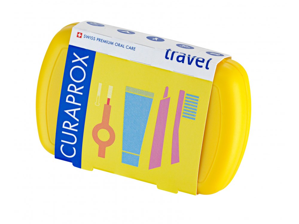 Curaprox Travel Set, Πακέτο Στοματικής Υγιεινής Ταξιδίου, Κίτρινο, 1σετ