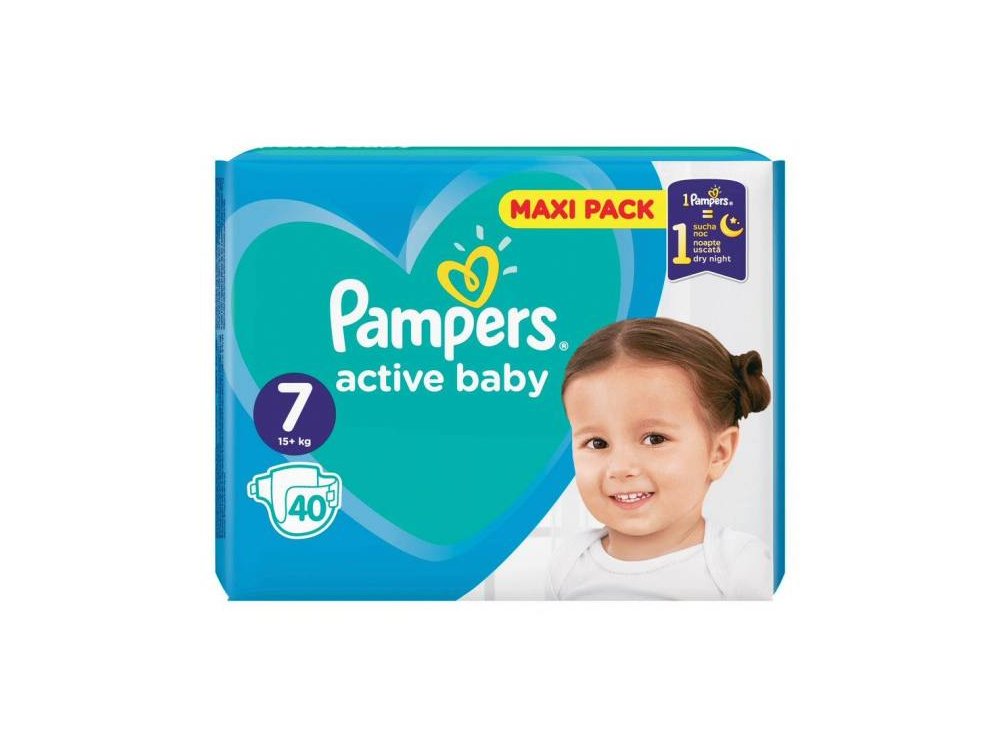 Pampers Active Baby Πάνες Maxi Pack Μέγεθος 7 (15+ kg), 40τμχ