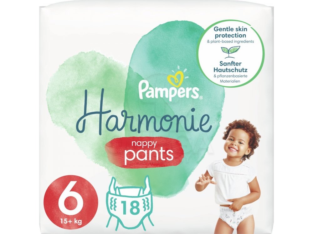 Pampers Harmonie Nappy Pants Πάνες-Βρακάκι No6 (15kg+), Πάνες, 18τμχ