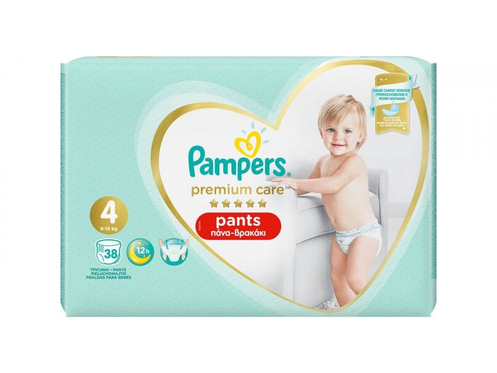 Pampers Premium Care Pants No.4 (9-15kg) Πάνες Βρακάκι, 38τμχ
