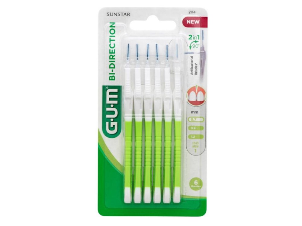 Gum Bi-Directional Ultra Fine 0,7 (2114), Μεσοδόντια βουρτσάκια για Αποτελεσματική Αφαίρεση της Πλάκας, 6τμχ