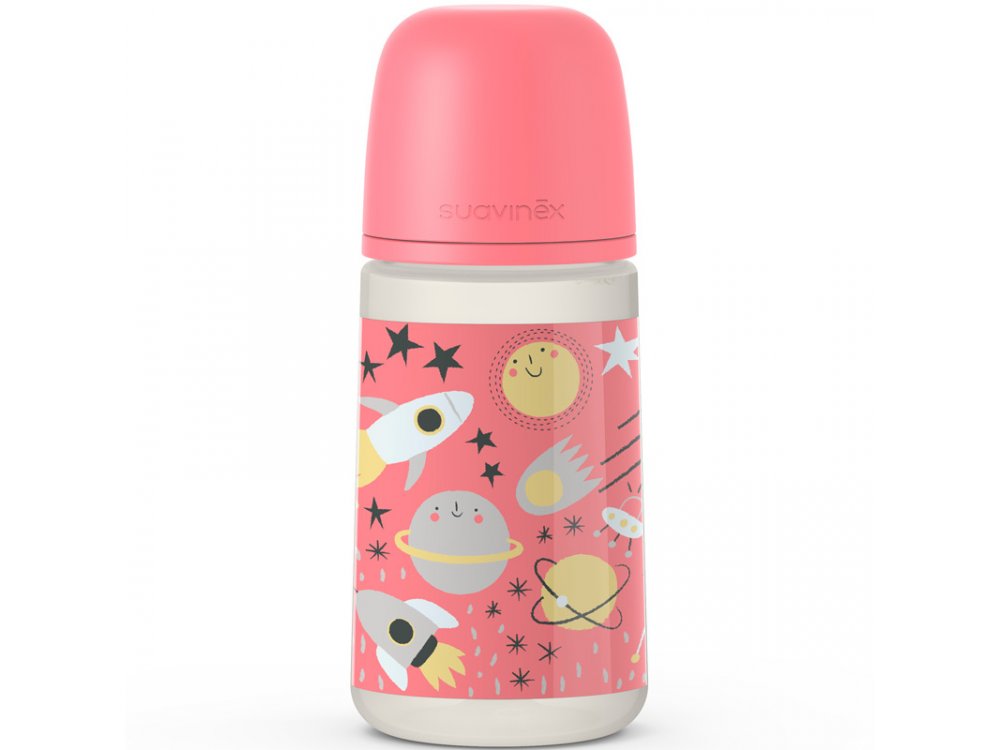 Suavinex Space Μπιμπερό - Θηλή Σιλικόνης 3-6m Pink 270ml