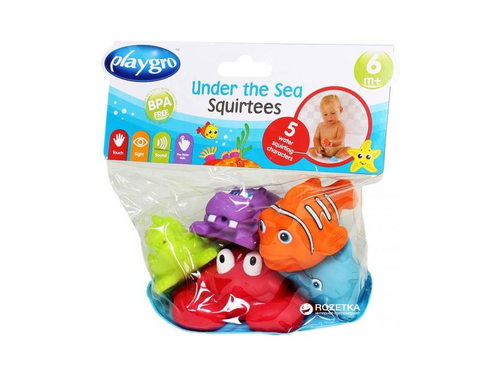 PlayGro Under The Sea Squirtees, Πολύχρωμα Ζωάκια Μπάνιου, 5τμχ
