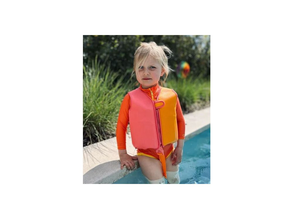 Swim Essentials: Σωσίβιο γιλέκο κολύμβησης με ιμάντα ασφαλείας για παιδιά 4-6 ετών "Orange pink" 1τμχ