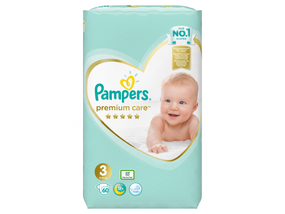 Pampers Premium Care Jumbo Pack No.3 (Midi) 6-10 kg Βρεφικές Πάνες, 60τμχ