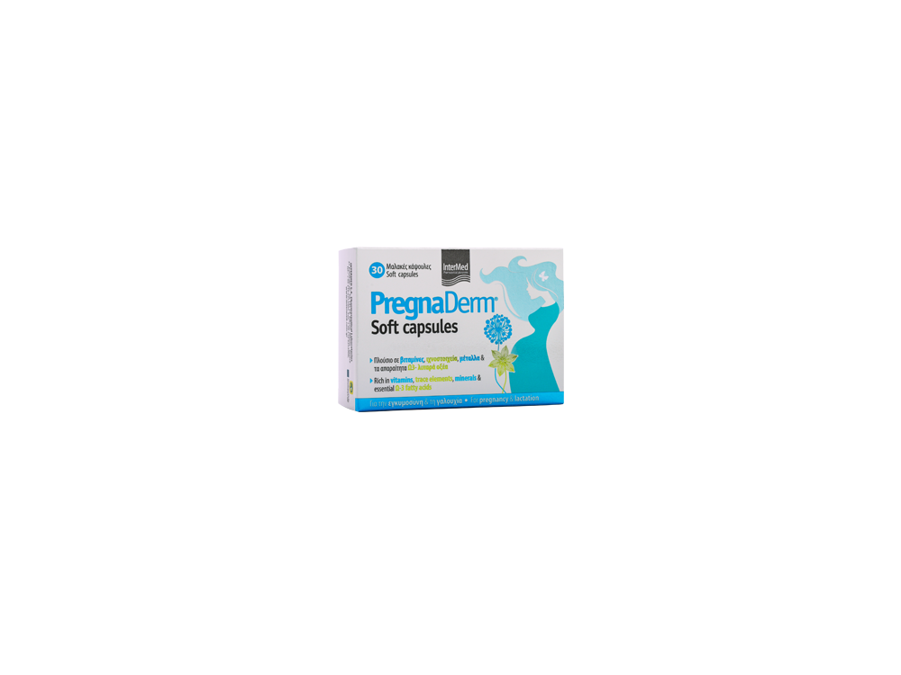 InterMed PregnaDerm Soft Capsules, Συπλήρωμα Διατροφής για την Εγκυμοσύνη & τη Γαλουχία, 30caps