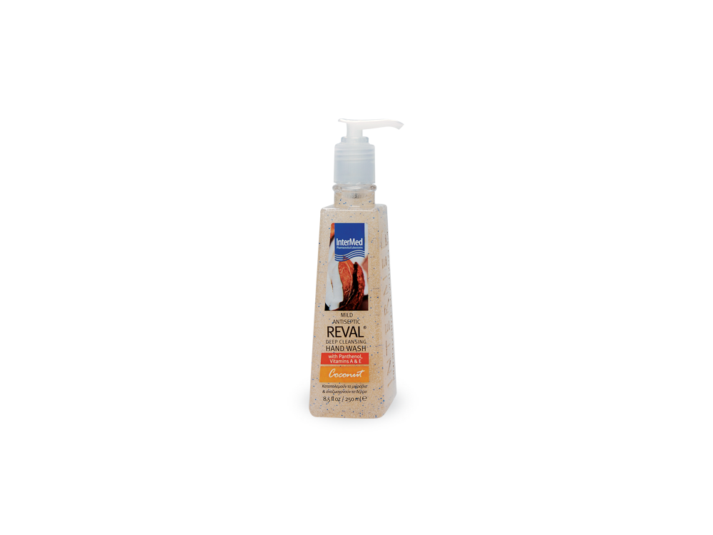 InterMed Reval Mild Antiseptic Deep Cleansing Hand Wash Coconut, Αντισηπτικό Τζελ & Καθαρισμός Χεριών με Άρωμα Καρύδα, 250ml