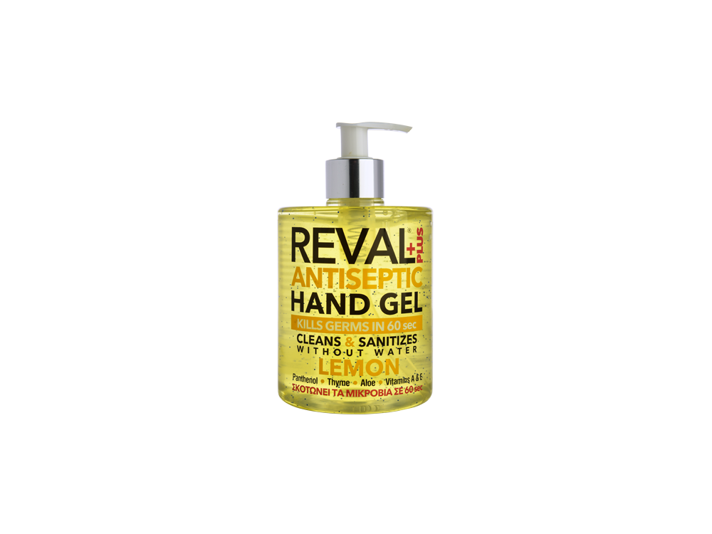 InterMed Reval Plus Lemon Antiseptic Hand Gel, Αντιβακτηριδιακό Αντισηπτικό Τζελ Χεριών με Άρωμα Λεμόνι, 500ml