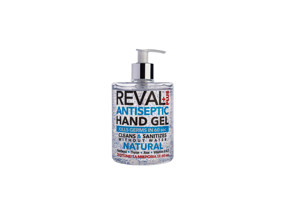 InterMed Reval Plus Natural Antiseptic Hand Gel, Αντιβακτηριδιακό Αντισηπτικό Τζελ Χεριών Χωρίς Άρωμα, 500ml