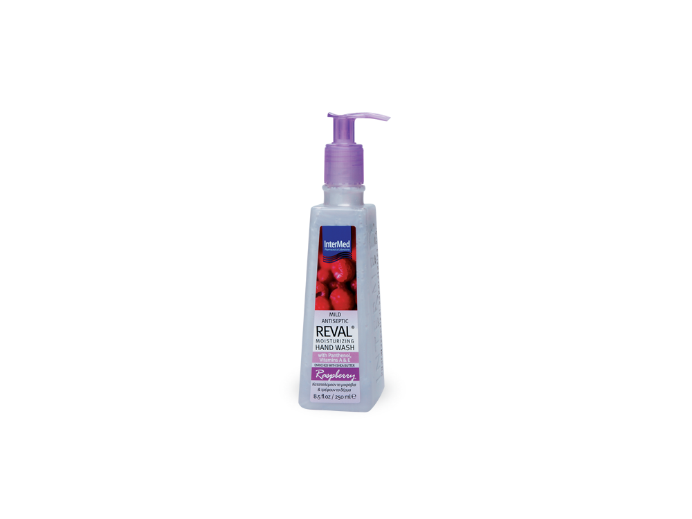 InterMed Reval Moisturizing Handwash Raspberry, Αντισηπτικό Τζελ & Καθαρισμός Χεριών με Άρωμα Βατόμουρο, 250ml