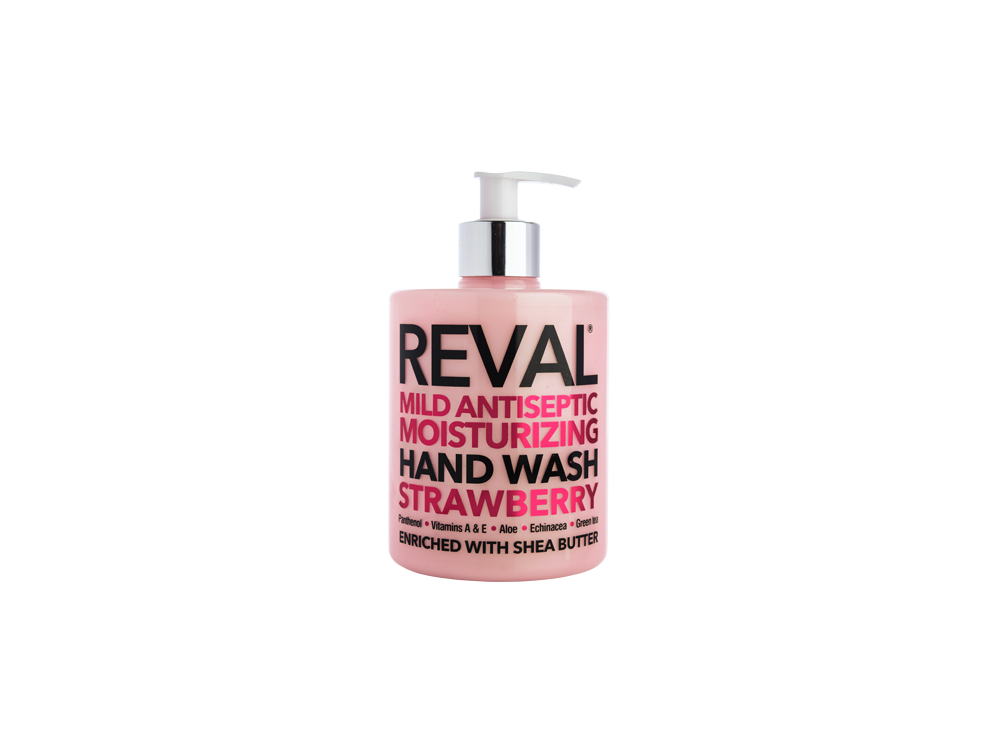 InterMed Reval Mild Antiseptic Moisturizing Hand Wash Strawberry, Αντισηπτικό Τζελ & Καθαρισμός Χεριών με Άρωμα Φράουλα, 500ml