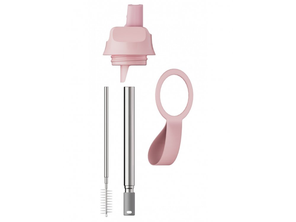 Chillys S2 Flip Lid, Ανταλλακτικό Καπάκι με Καλαμάκι & Βουρτάκι Καθαρισμού, Blush Pink, 1τμχ