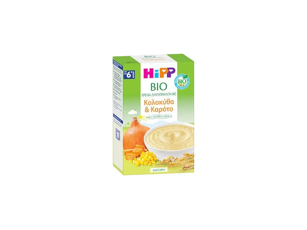 Hipp Bio, Κρέμα Δημητριακών με Κολοκύθα & Καρότο για 6m+, 200g
