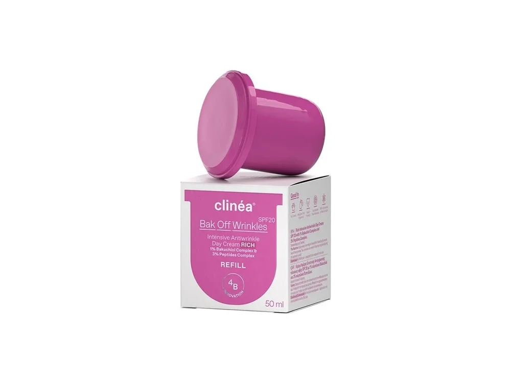Clinea Bak Off Wrinkles Rich SPF20 Refill, Αντιγηραντική Κρέμα Ημέρας Βελούδινης Υφής, 50ml