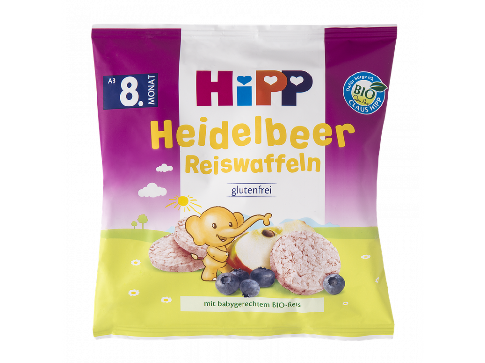 HiPP Παιδικές Ρυζογκοφρέτες βατόμουρου απο τον 8ο μήνα, 30gr - 15τμχ