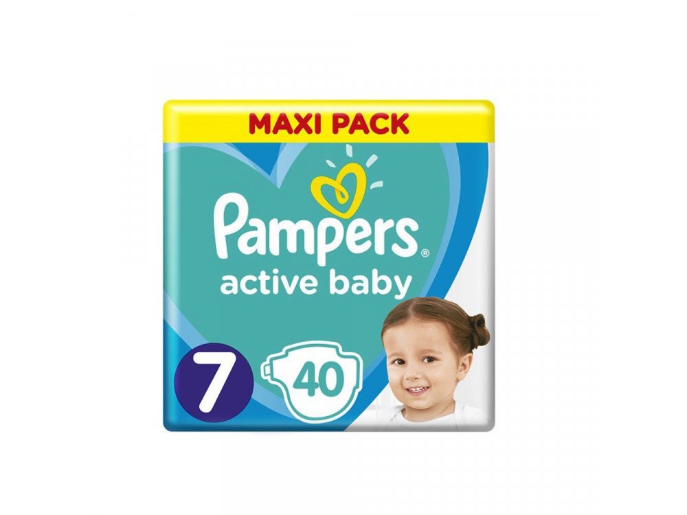 Pampers Active Baby Πάνες Maxi Pack Μέγεθος 7 (15+ kg), 40τμχ