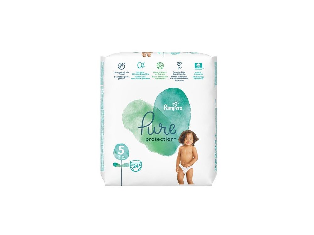 Pampers Pure Protection No.5 (11+kg) Πάνες, 24τμχ