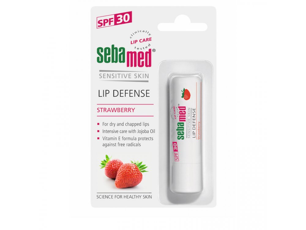 Sebamed Lipstick Strawberry SPF30, Ενυδατικό balm για ξηρά-σκασμένα χείλη με γεύση Φράουλα, 4.8gr