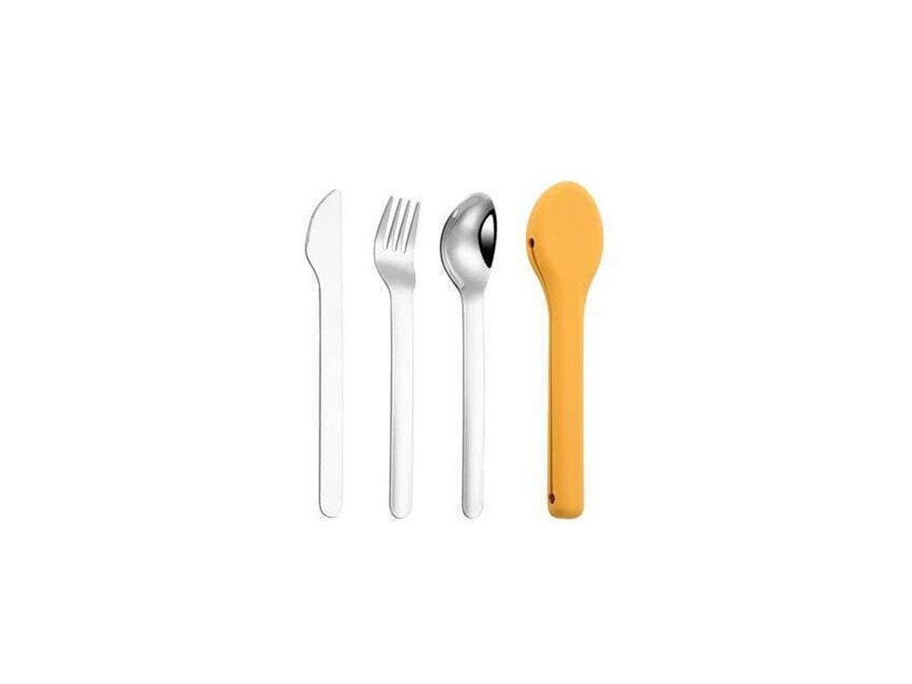 Ecolife Cutlery Yellow, Σετ μαχαιροπίρουνα σε θήκη Σιλικόνης, 1σετ