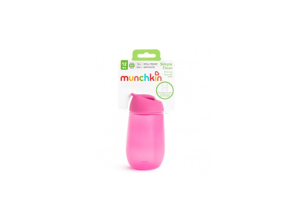 Munchkin Simple Clean Straw Cup Pink, Εκπαιδευτικό Κύπελλο με καλαμάκι, Ροζ, 1τμχ