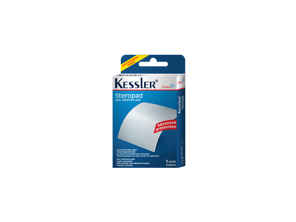 Kessler Steropad Αντικολλητικές γάζες 5cmx5cm, 5τμχ