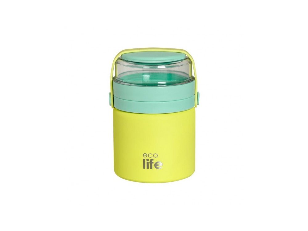 Eco Life Food Jar, Στρογγυλό Φαγητοδοχείο Θερμός, Χρώμα Κίτριινο, 450ml