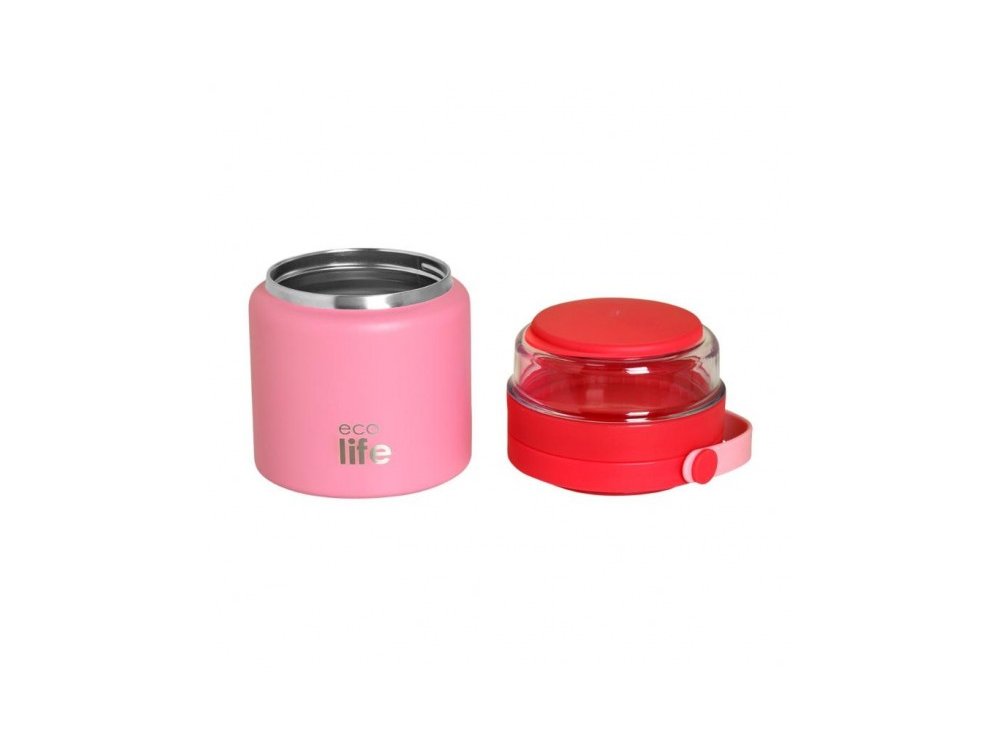 Eco Life Food Jar, Στρογγυλό Φαγητοδοχείο Θερμός, Χρώμα Ρόζ, 450ml