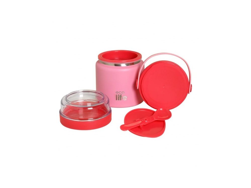 Eco Life Food Jar, Στρογγυλό Φαγητοδοχείο Θερμός, Χρώμα Ρόζ, 450ml