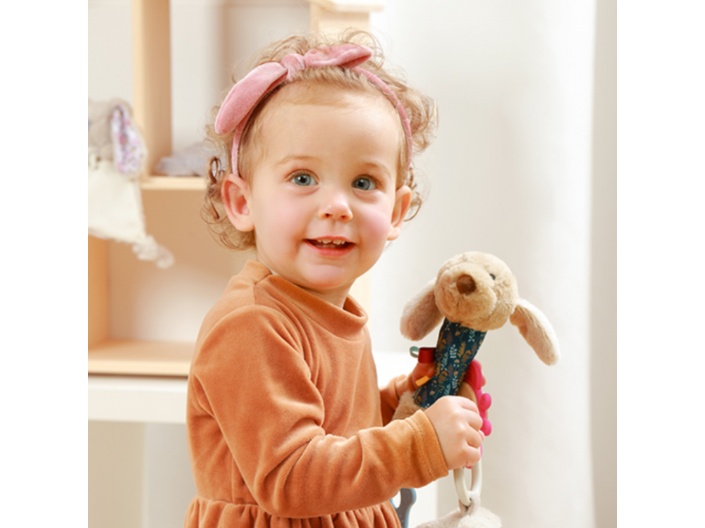 BabyOno: Μαλακό παιχνίδι squeaker με ήχο και μασητικό - Dog Willy, 1 τμχ