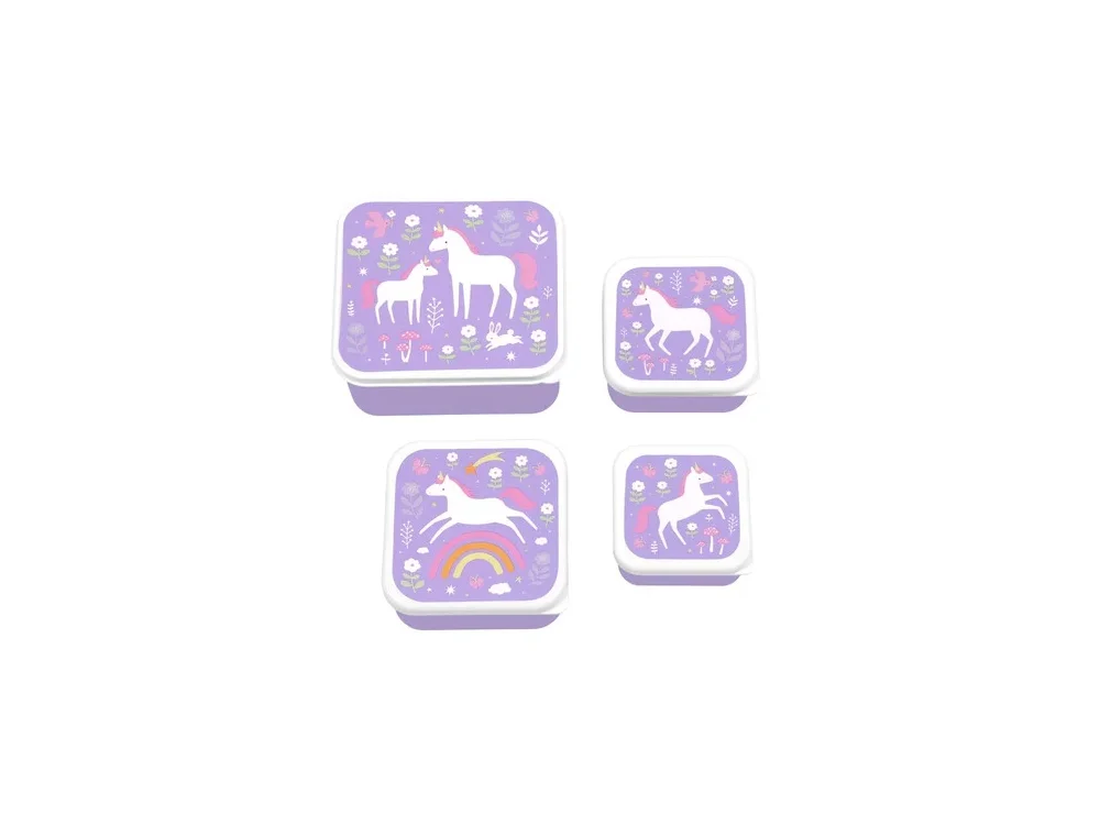 A little lovely company: Σετ 4 δοχεία φαγητού Lunch & Snack Box - Unicorn Dreams