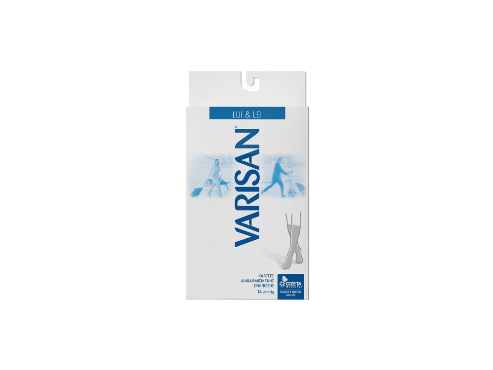 Varisan Lui & Lei Ανδρικές και Γυναικείες Κάλτσες Διαβαθμισμένης Συμπίεσης 14mmHg Blu (Μπλέ) Κάτω Γόνατος (No 3 41-43), 1 Ζευγάρι